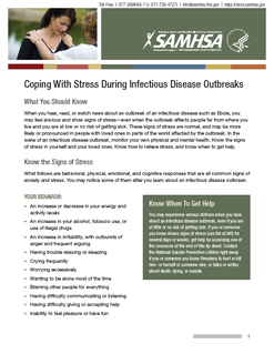 Coping With Stress During Infectious Disease Outbreaks